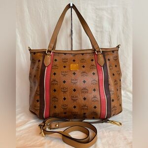 💯Guaranteed Authentic MCM Brown and Red Women's Tote Bag with Strap